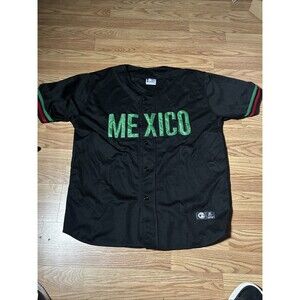 Black Mexico World Baseball Jersey MLB Stitched King Premium Fit Tee Sz Large